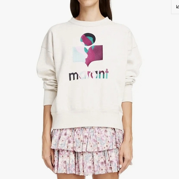 Isabel Marant Millyny Embroidered Logo Sweatshirt Ecru XS NWOT - Picture 1 of 9